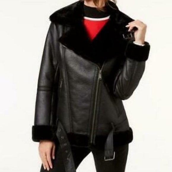 BCBGENERATION Faux-Fur-Trim Moto Jacket,Size XXL - Picture 1 of 1